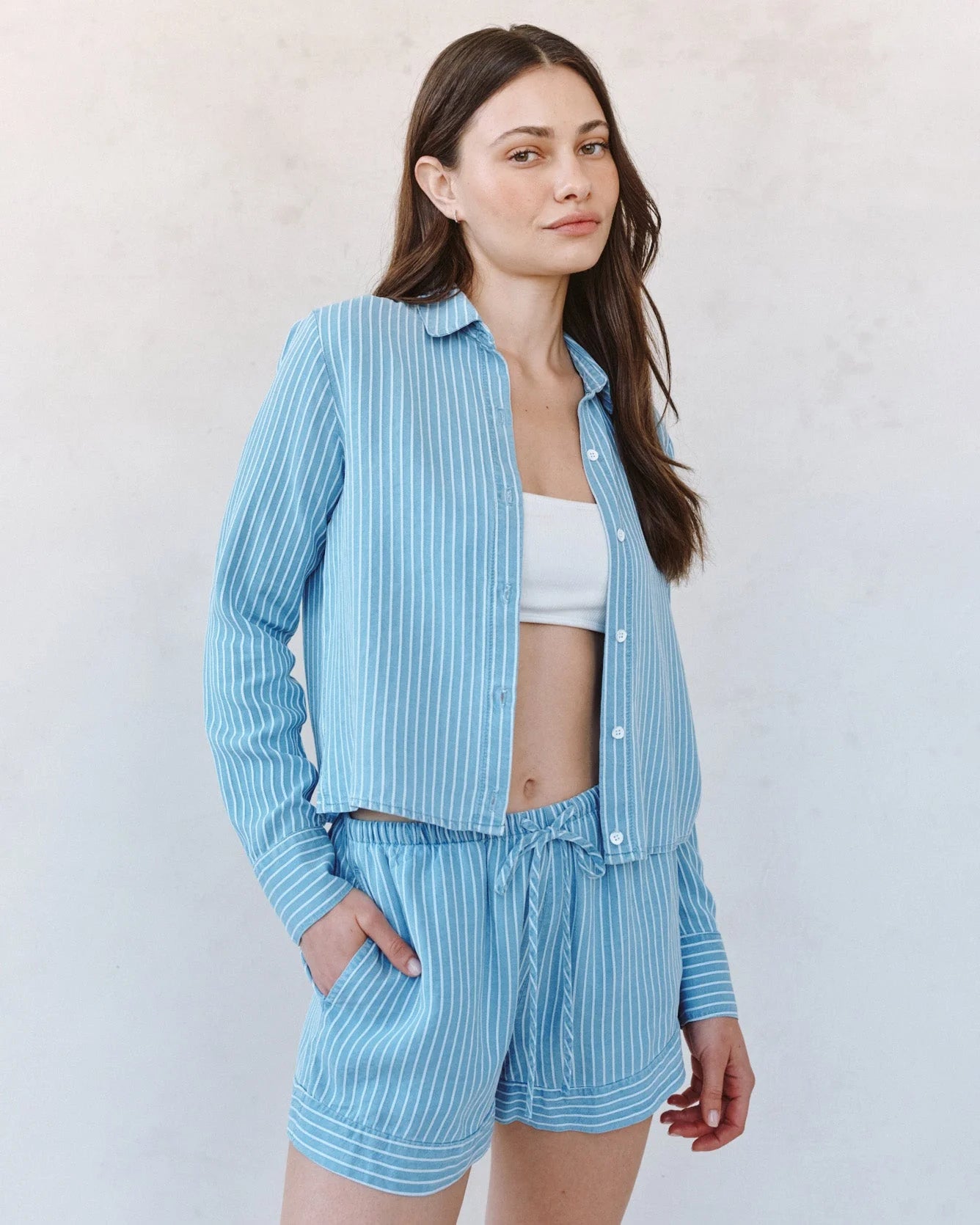 MIXED STRIPE BUTTON DOWN SHIRT