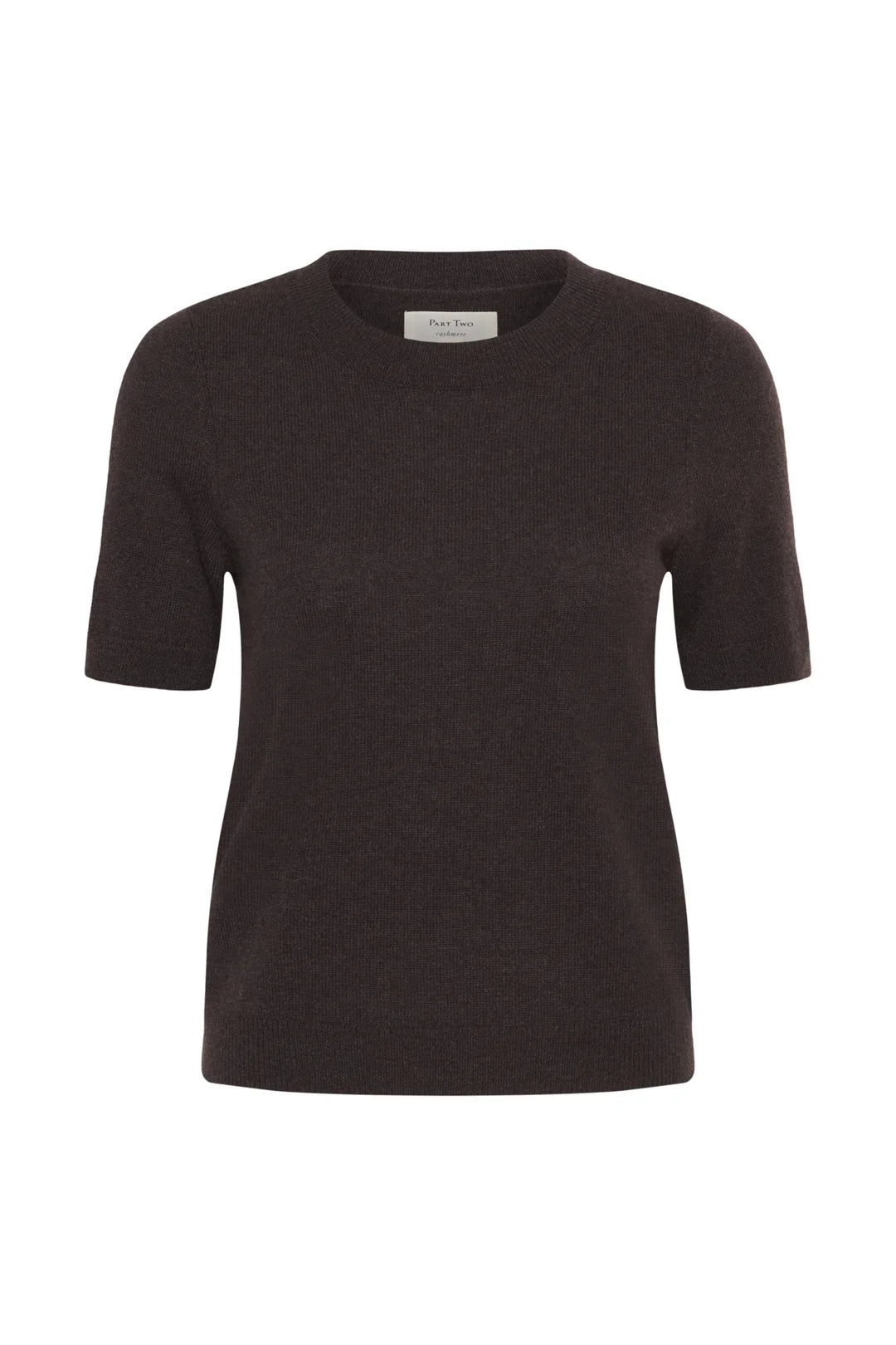 Part Two Everlotta dark brown short-sleeve cashmere crewneck pullover sweater
