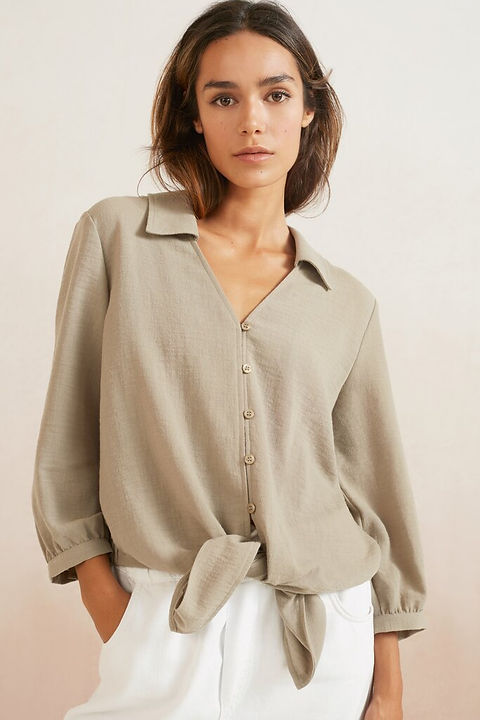 KNOTTED CROPPED BLOUSE
