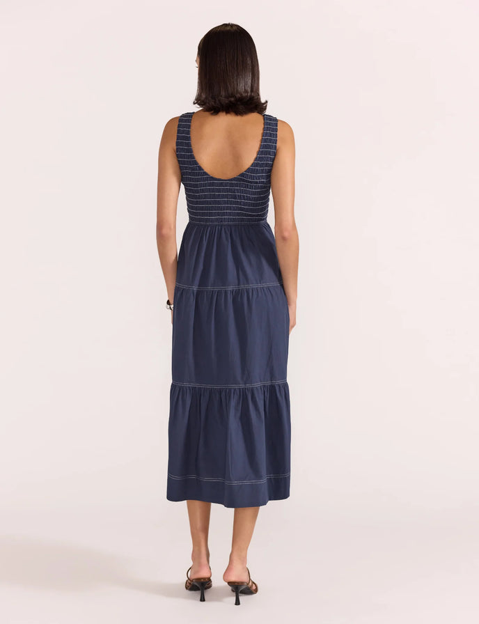 ASTA SHIRRED MIDI DRESS