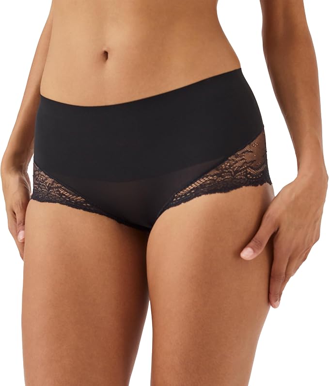SPANX black hi-hipster shaping underwear with floral lace side panels