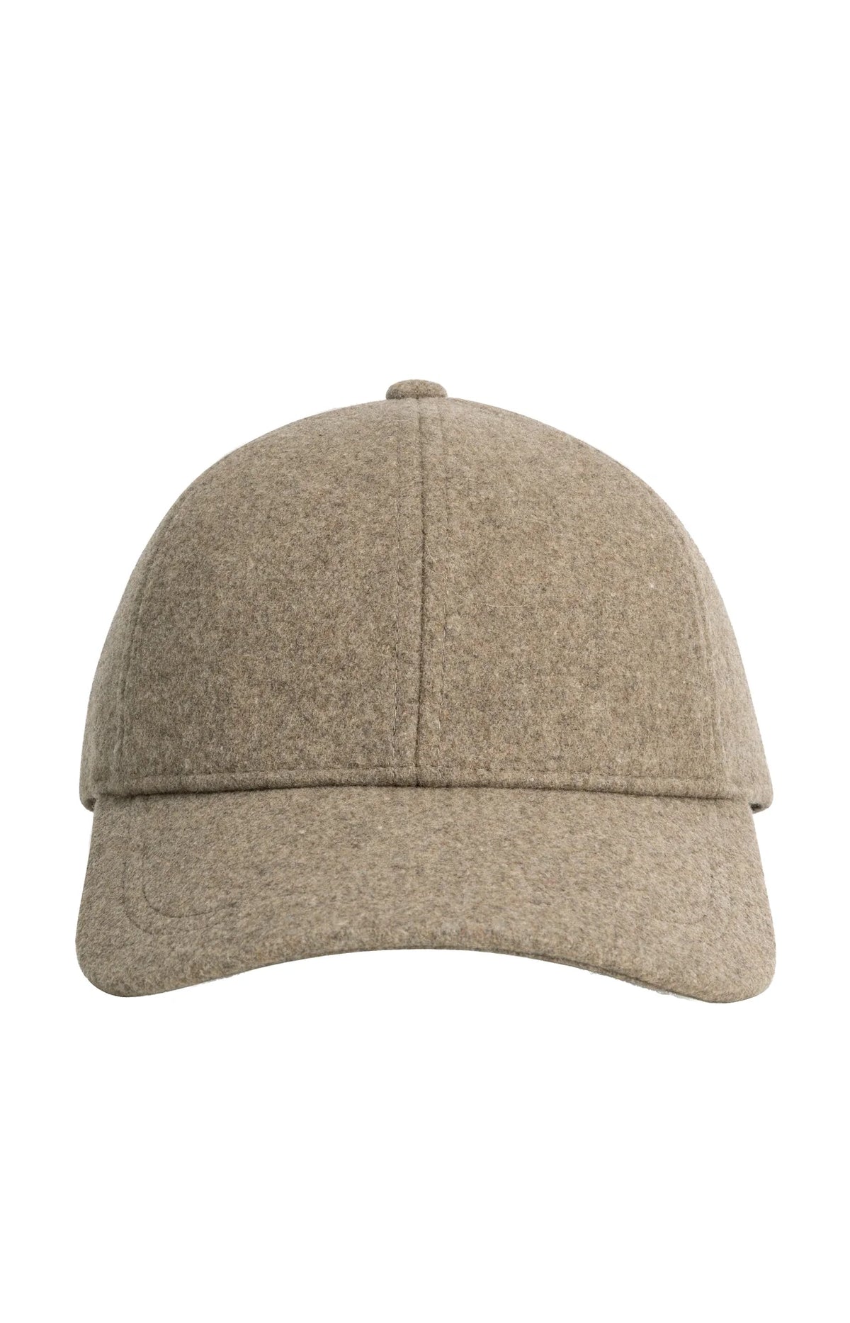 YAYA taupe heathered wool baseball cap with structured brim and adjustable drawstring