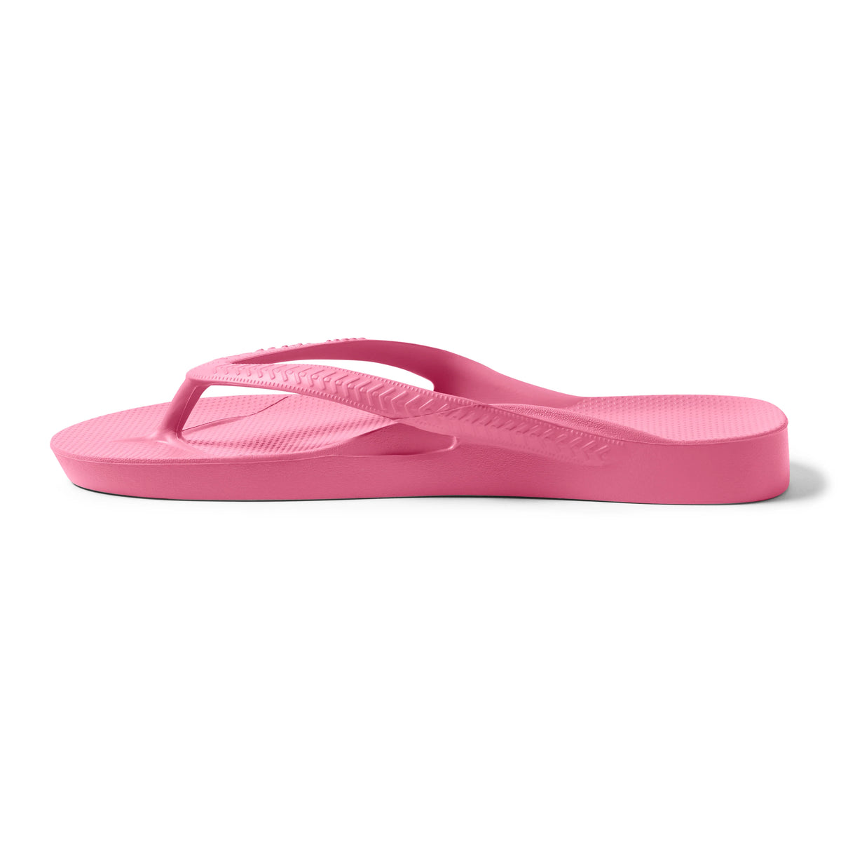 Archies arch support flip flop in hot pink shown from side profile view