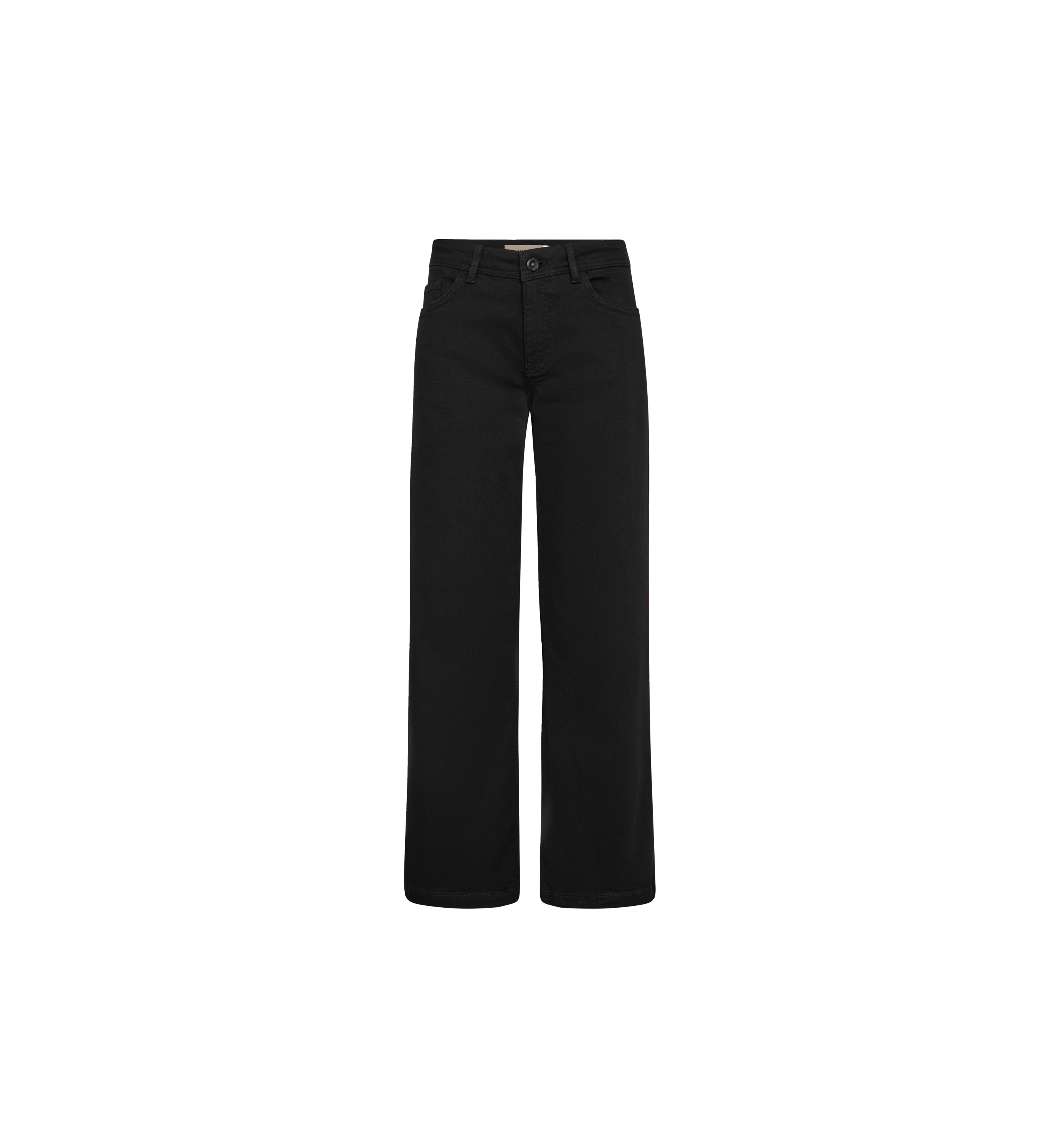 Mos Mosh Dara Deluxe Black wide-leg jeans displayed flat on white background