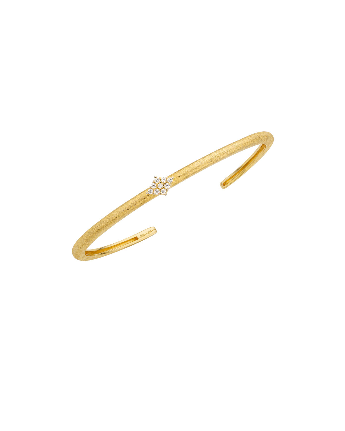 MYA-BAY Bella Cuff open bangle in brushed gold with diamond flower cluster accent