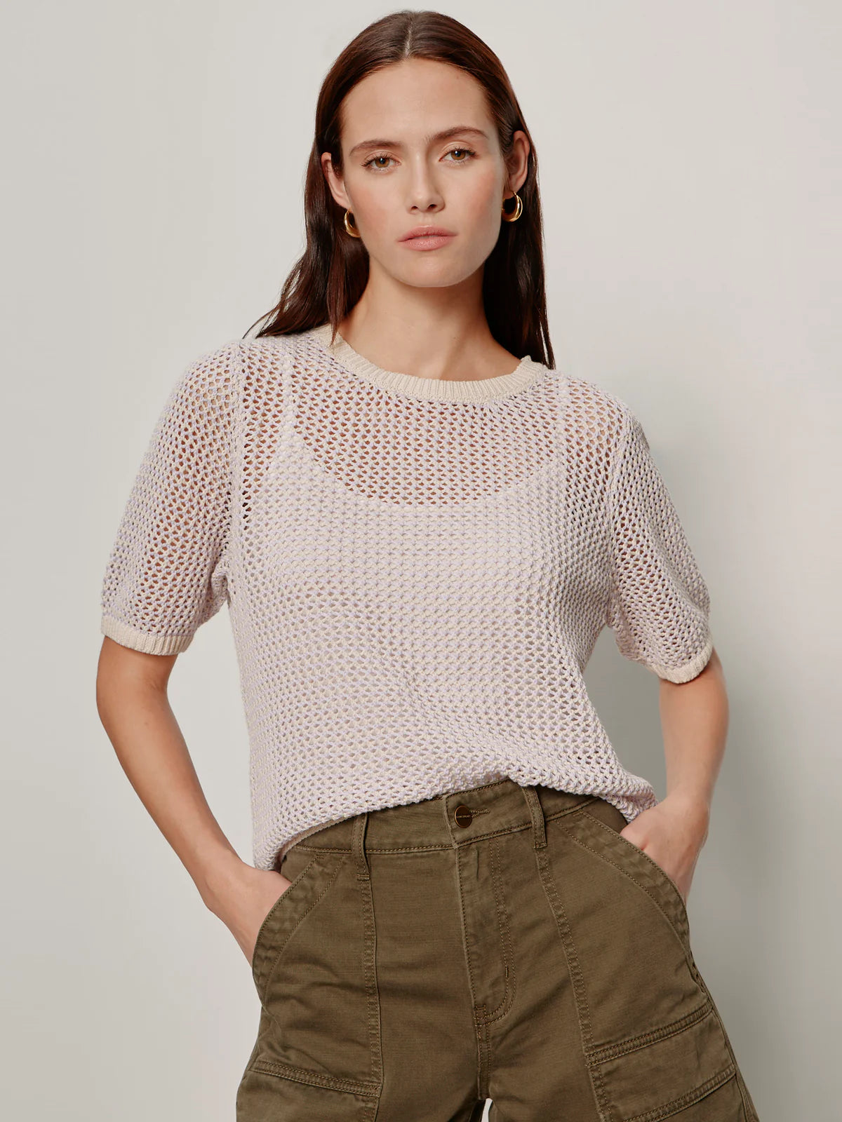 OPEN KNIT SWEATER TEE
