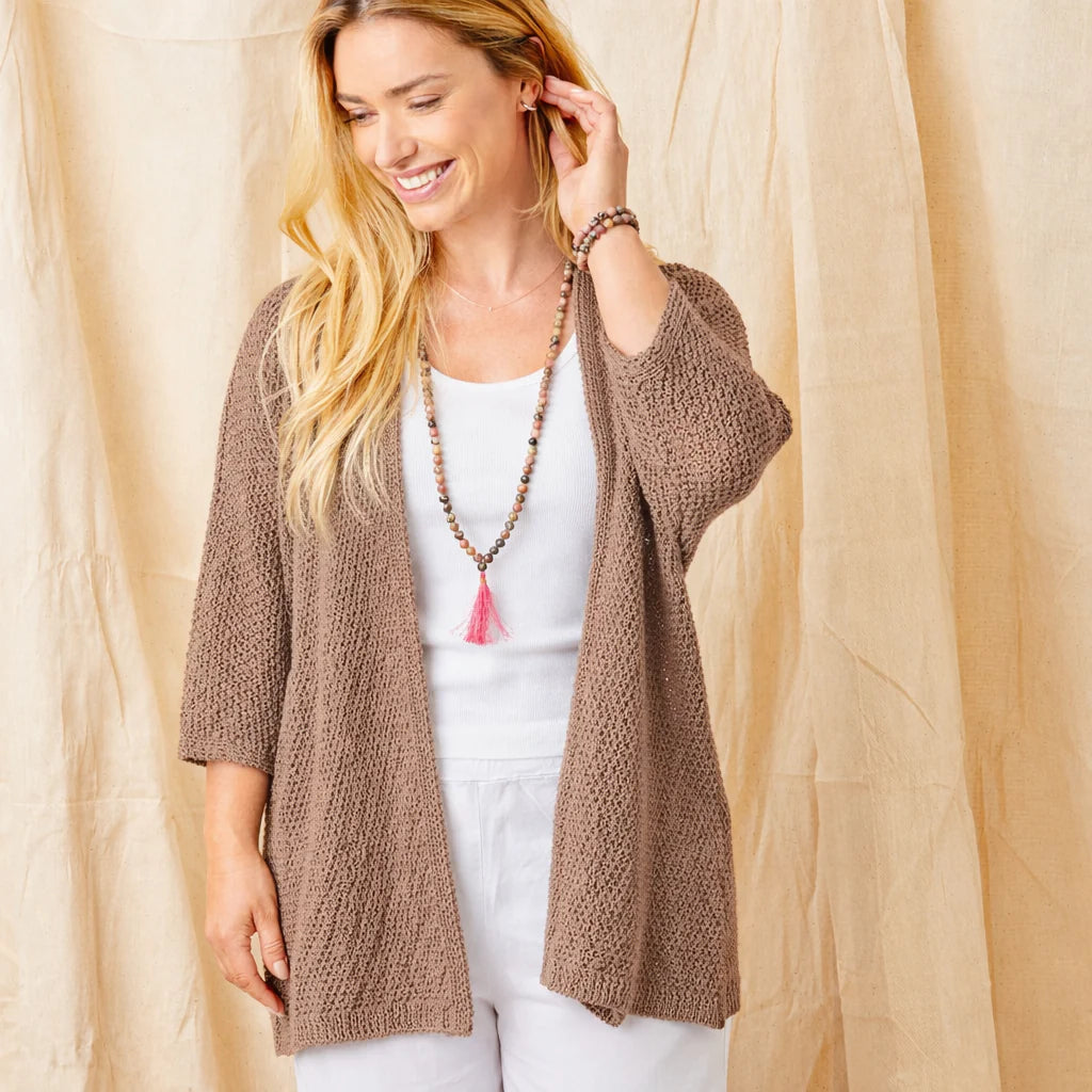 FERELITH OPEN WEAVE KNIT CARDIGAN