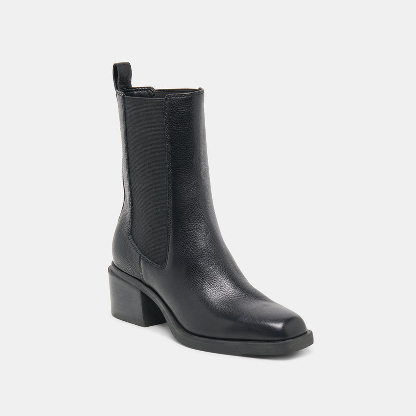 Dolce Vita Zyndiah2 black leather mid-calf Chelsea boot with block heel