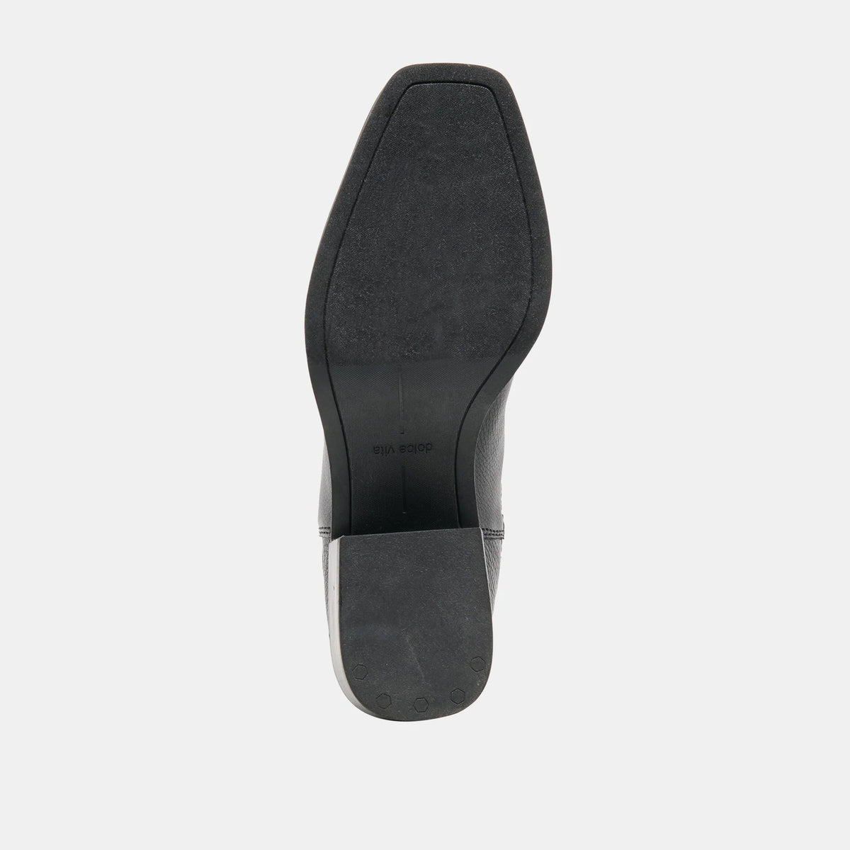 Dolce Vita ZYNDIAH2 black boot sole view showing square toe and block heel