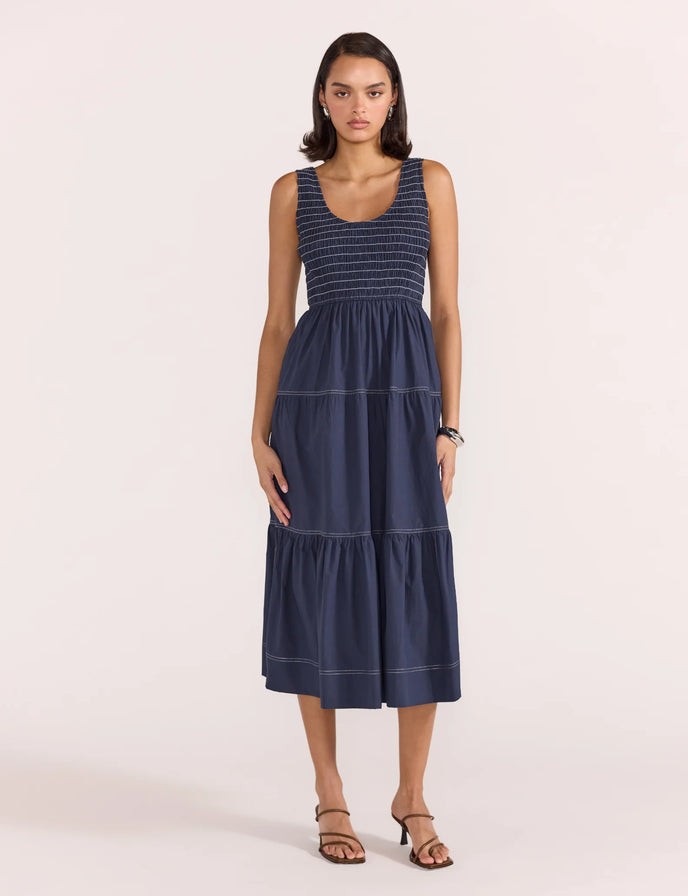 ASTA SHIRRED MIDI DRESS