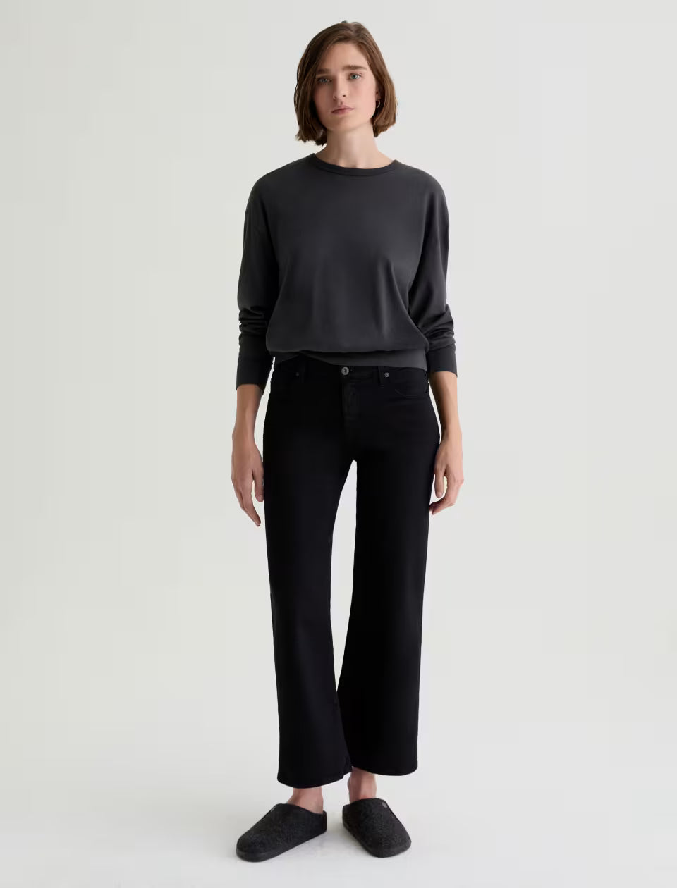 SAIGE WIDE LEG CROP SUPER BLACK