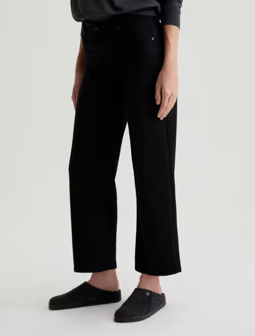 SAIGE WIDE LEG CROP SUPER BLACK