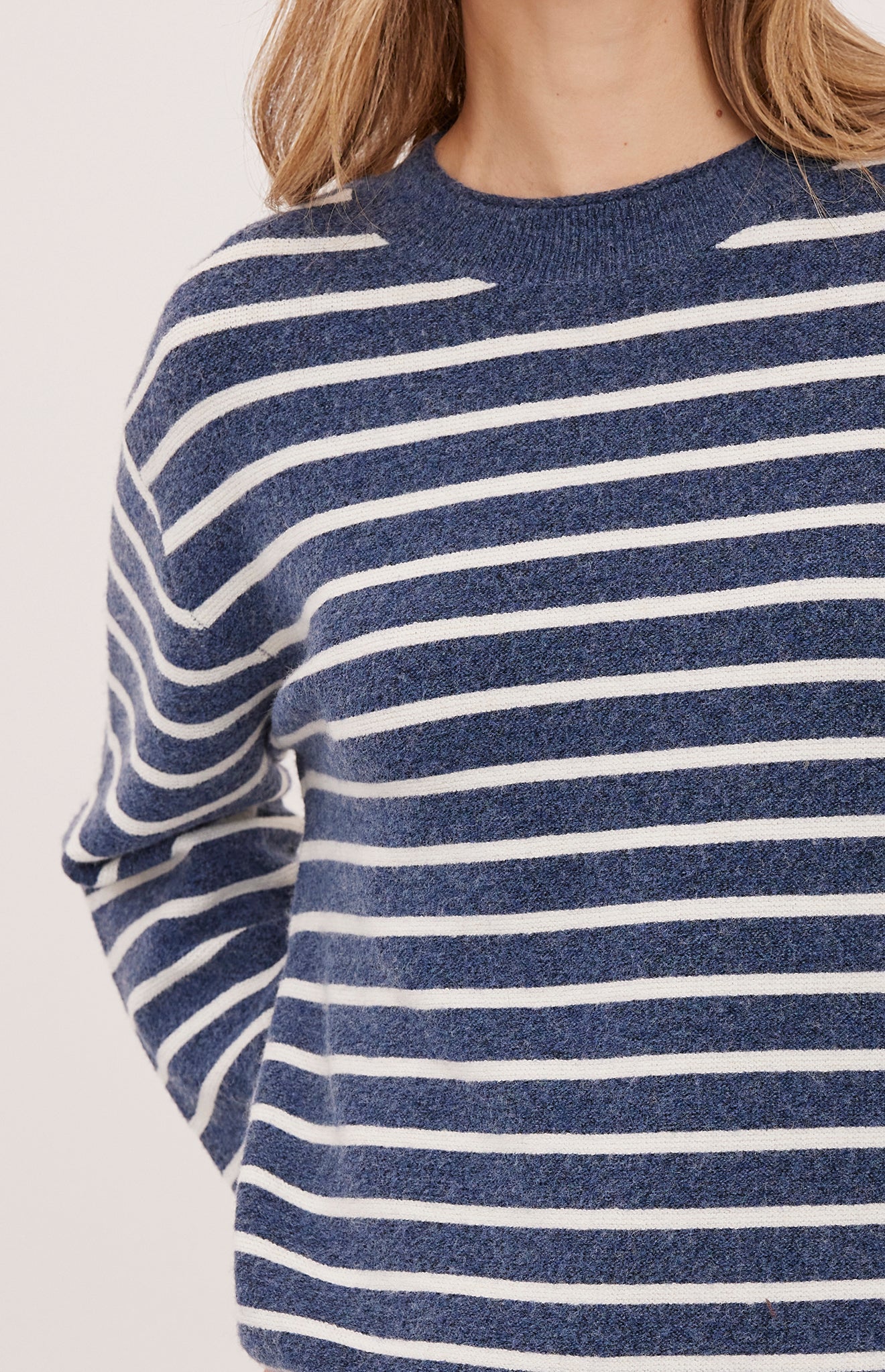 Gentle Fawn Wanda blue and white striped knit crewneck sweater
