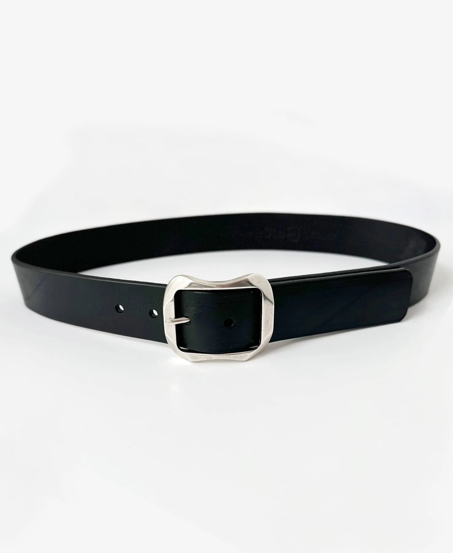 Brave Belts Gio Bridle black leather belt with silver square buckle