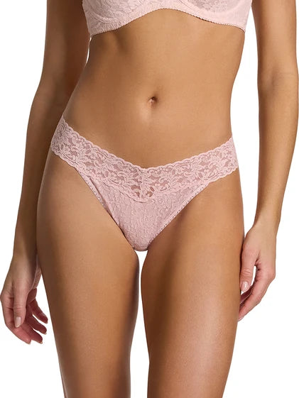 Hanky Panky pink floral lace thong underwear with scalloped waistband