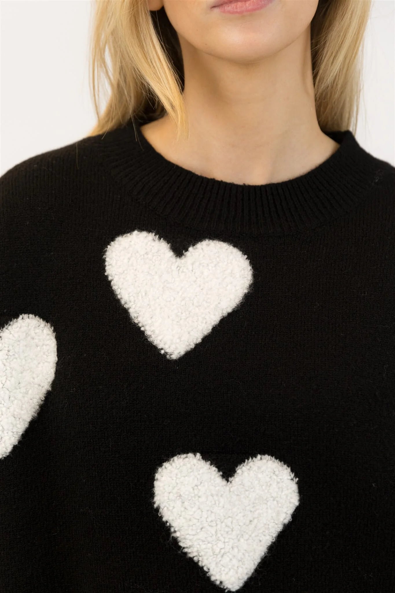 ECO SWEATER W/SHERPA HEARTS