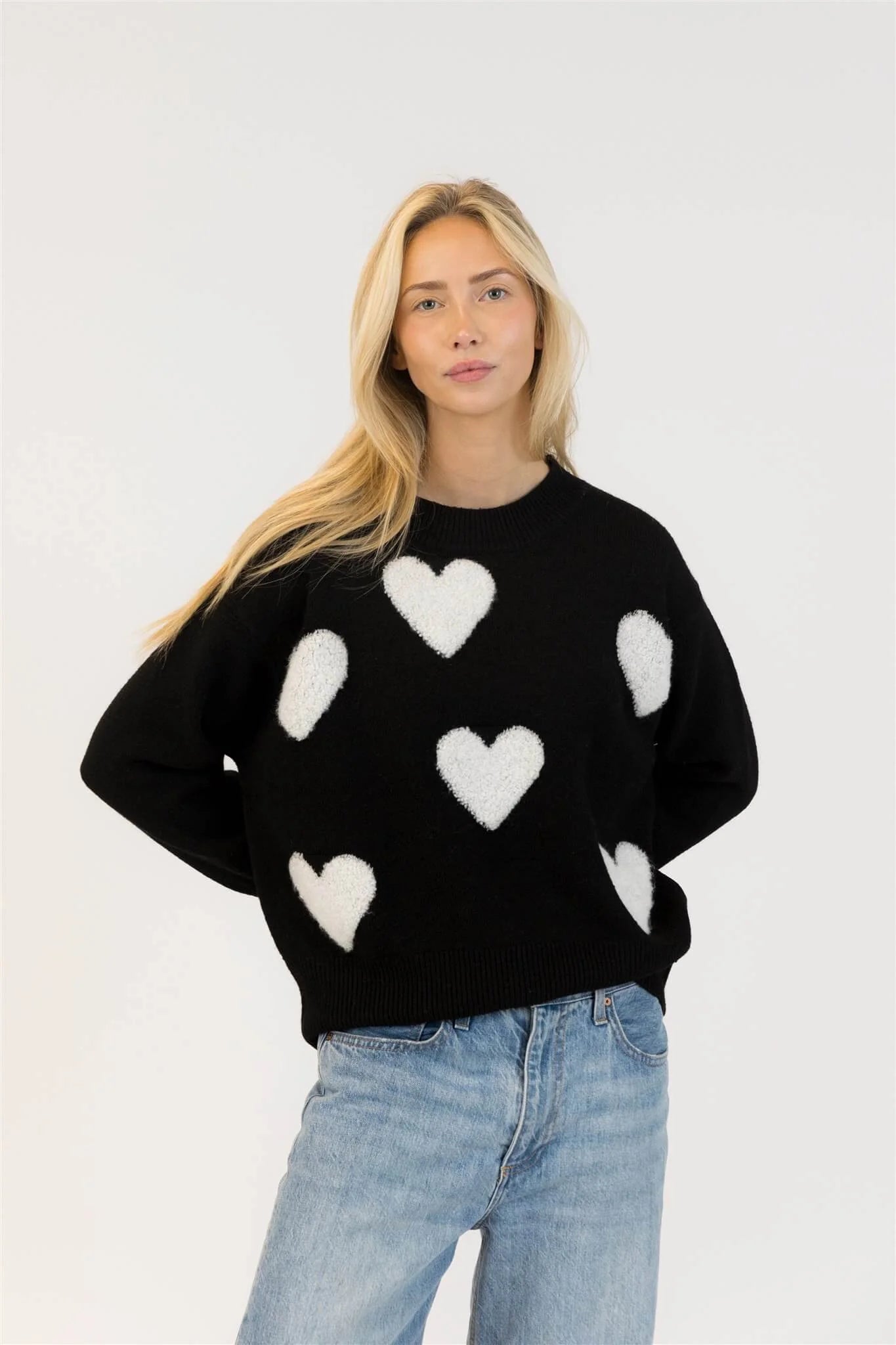 ECO SWEATER W/SHERPA HEARTS