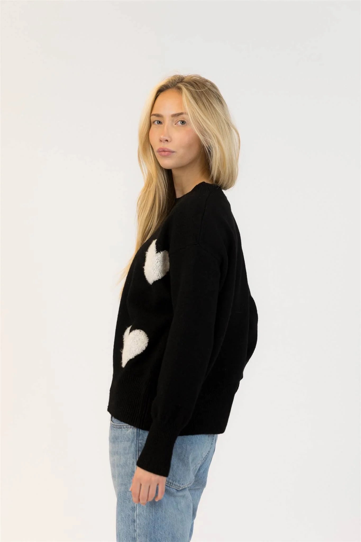 ECO SWEATER W/SHERPA HEARTS