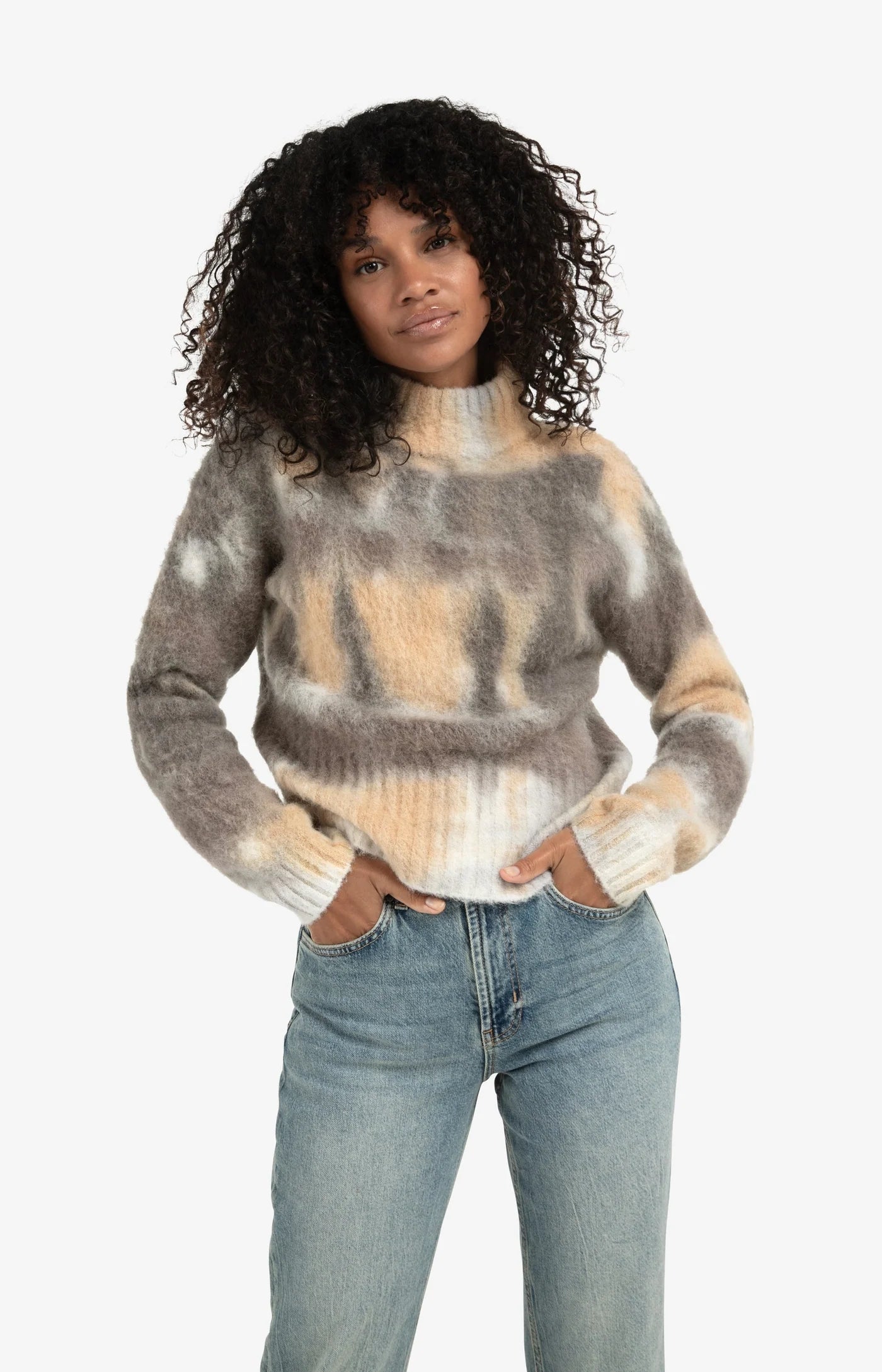 HIGH NECKLINE PRINT SWEATER