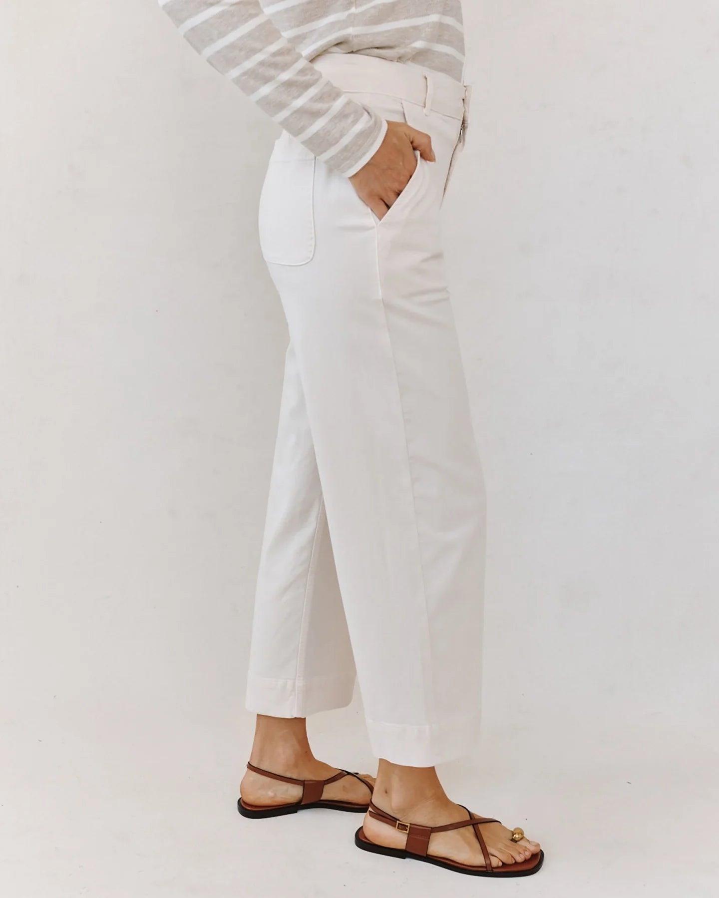 SAIGE WIDE LEG CROP LIME STONE