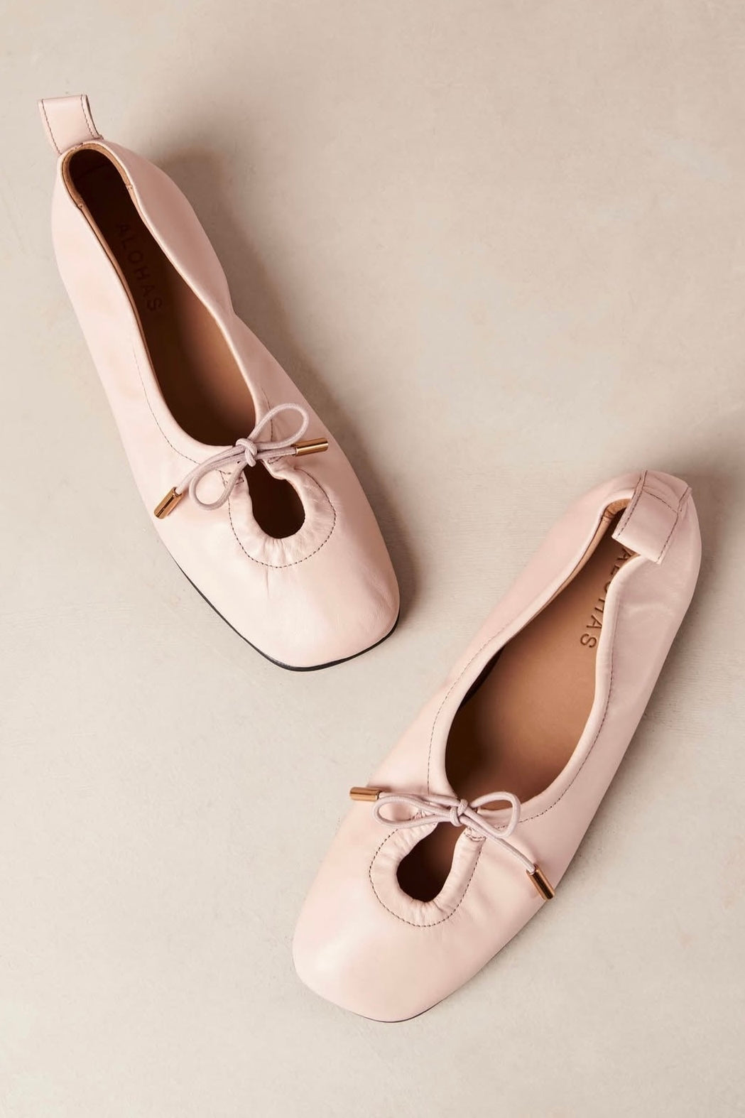 ROSALIND PINK LEATHER BALLET FLATS