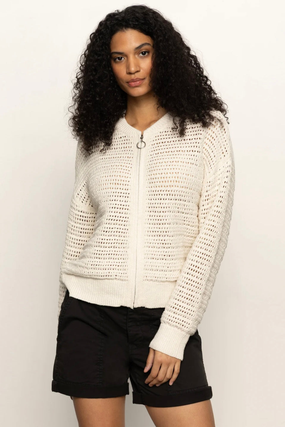 OPEN KNIT BOMBER