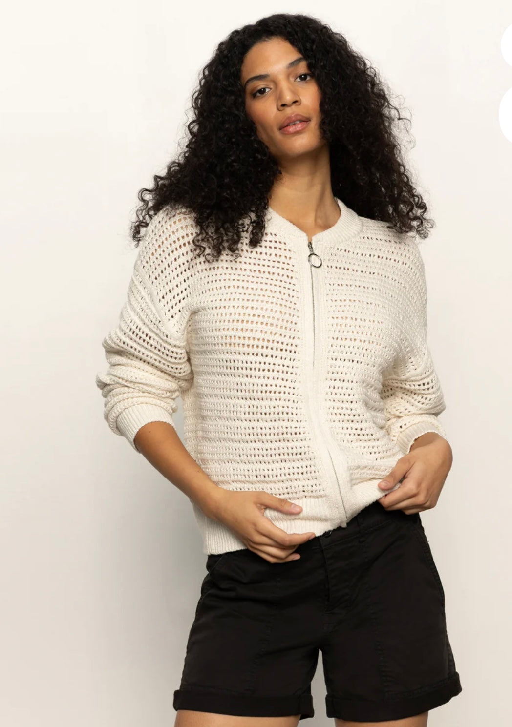 OPEN KNIT BOMBER