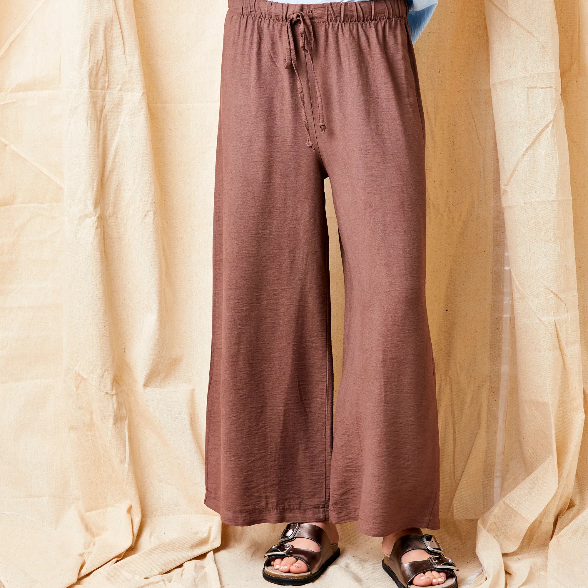 JANICE WIDE LEG TEXTURED TROUSERES