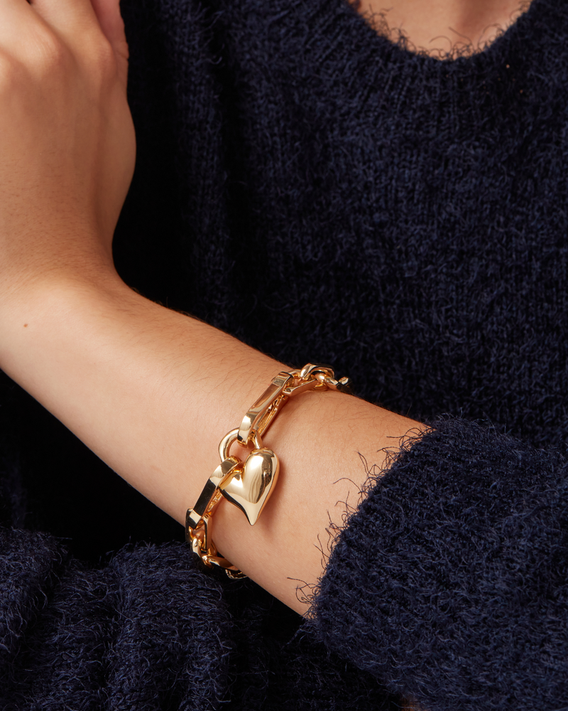 PADLOCK HEART CHAIN BRACELET - GOLD