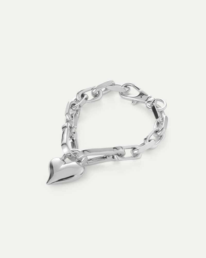 PADLOCK HEART CHAIN BRACELET - SILVER