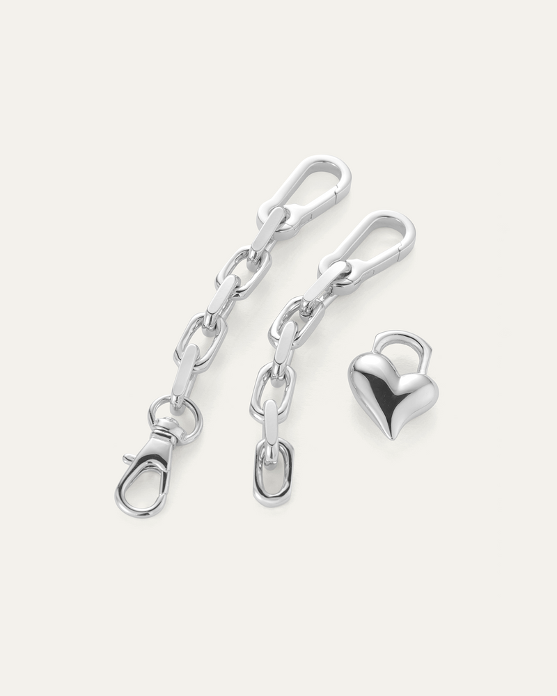 PADLOCK HEART CHAIN BRACELET - SILVER