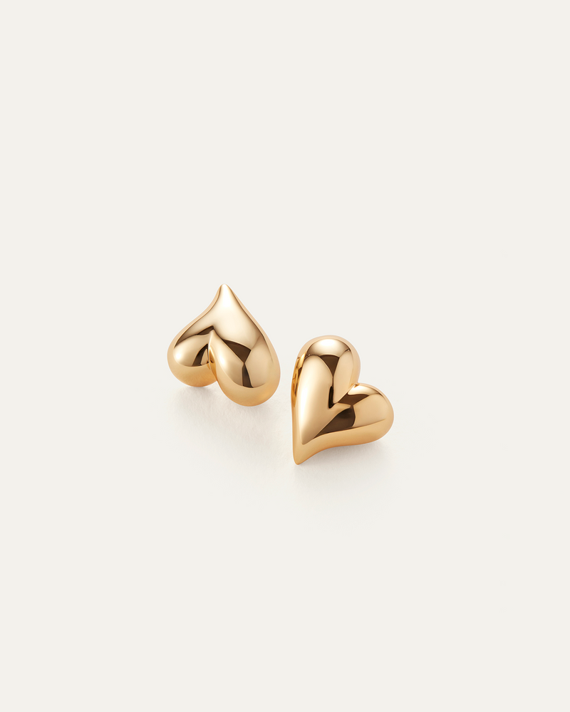 ART HEART BUTTON EARRINGS - GOLD