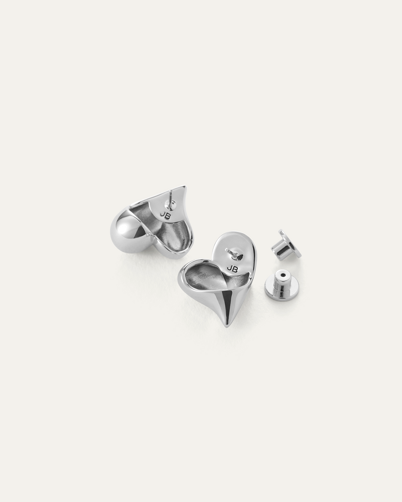 ART HEART BUTTON EARRINGS - SILVER