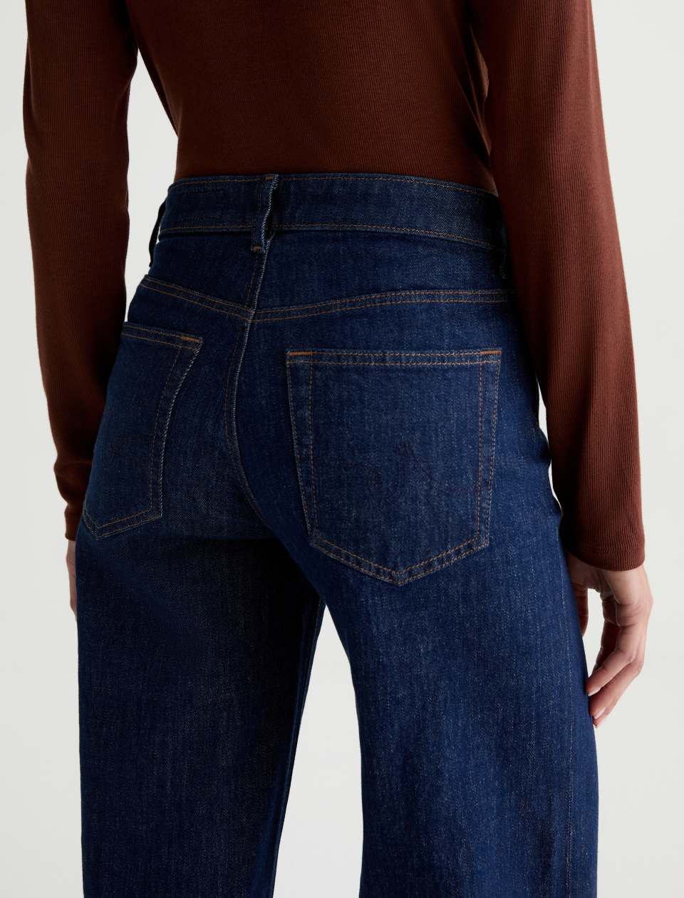 AG Saige Wide Leg Azar dark indigo jeans back view with classic five-pocket styling
