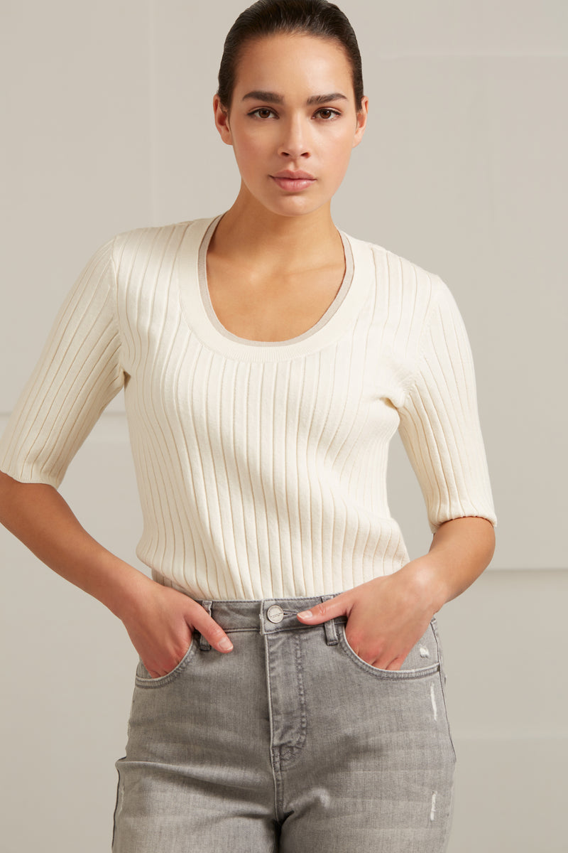 FITTED HALF SLEEVE SWEATER
