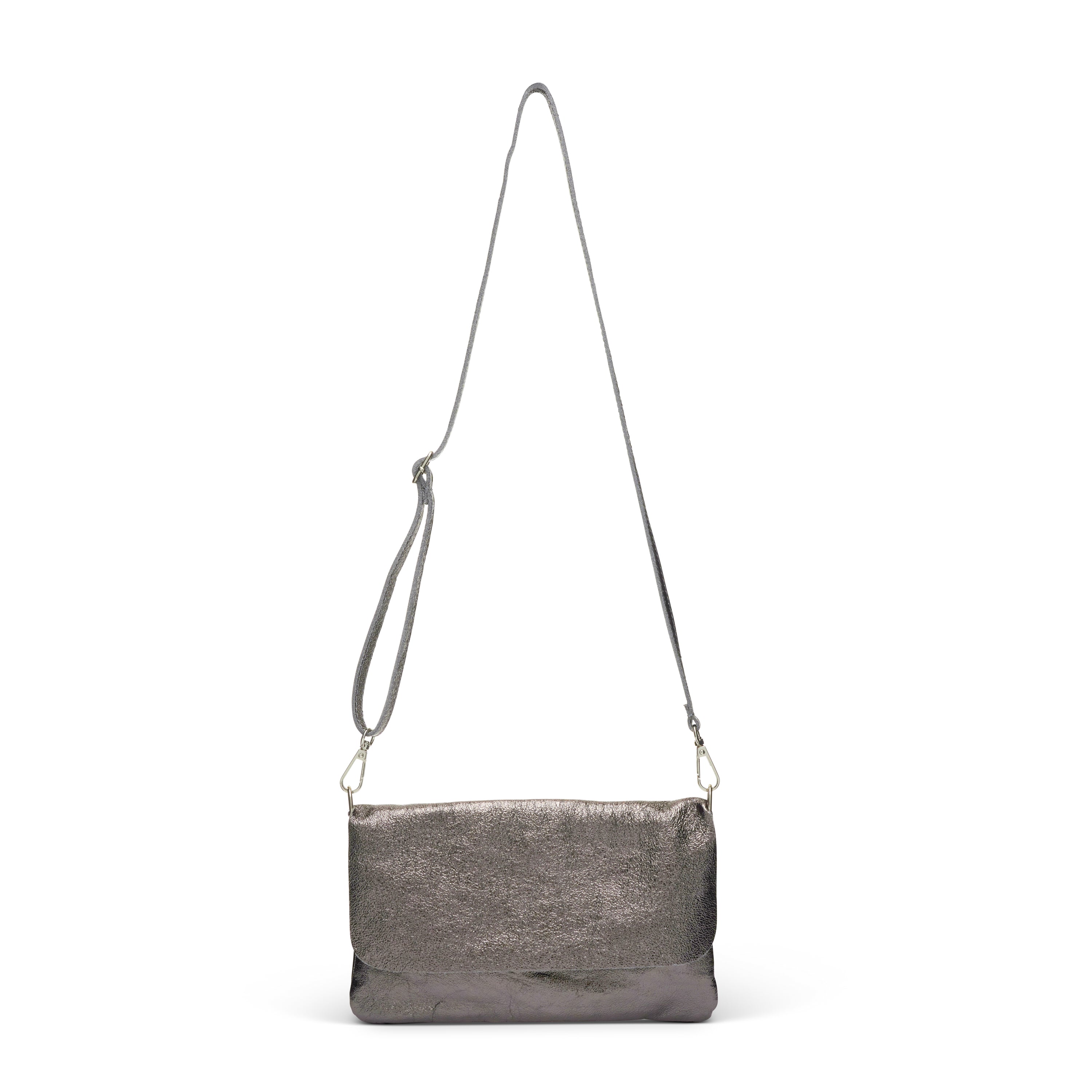 MILANO SPARKY LEATHER BAG W FOLD OVER STYLING