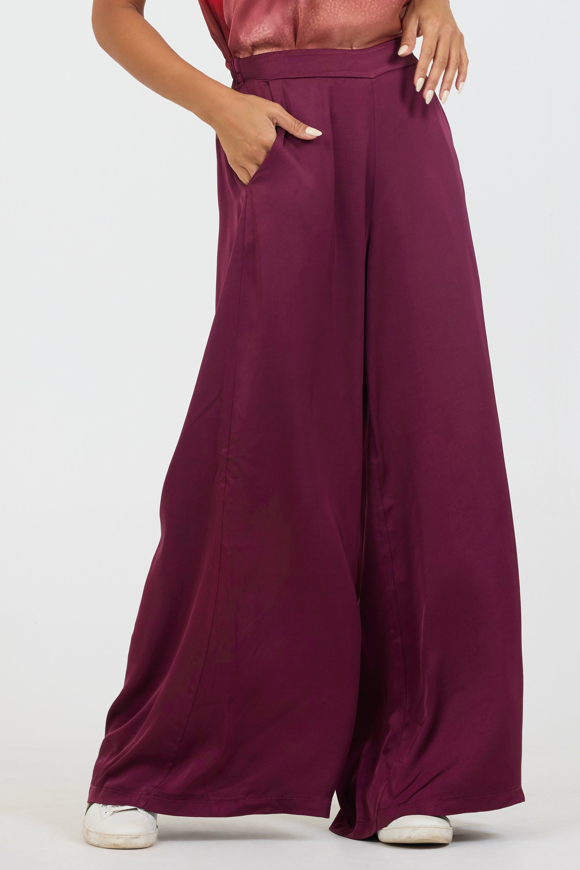 RADANA SATIN PLAIN WIDE PANTS