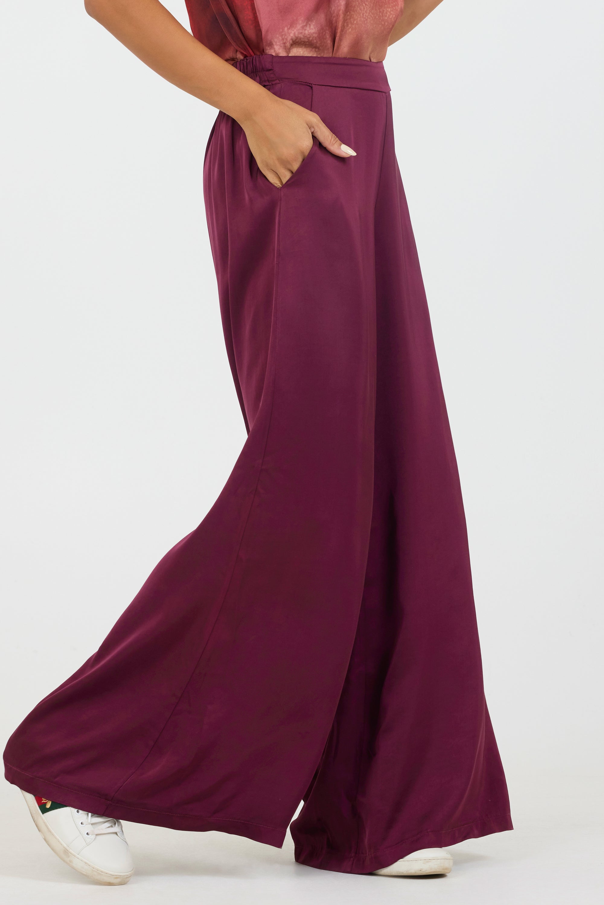 RADANA SATIN PLAIN WIDE PANTS