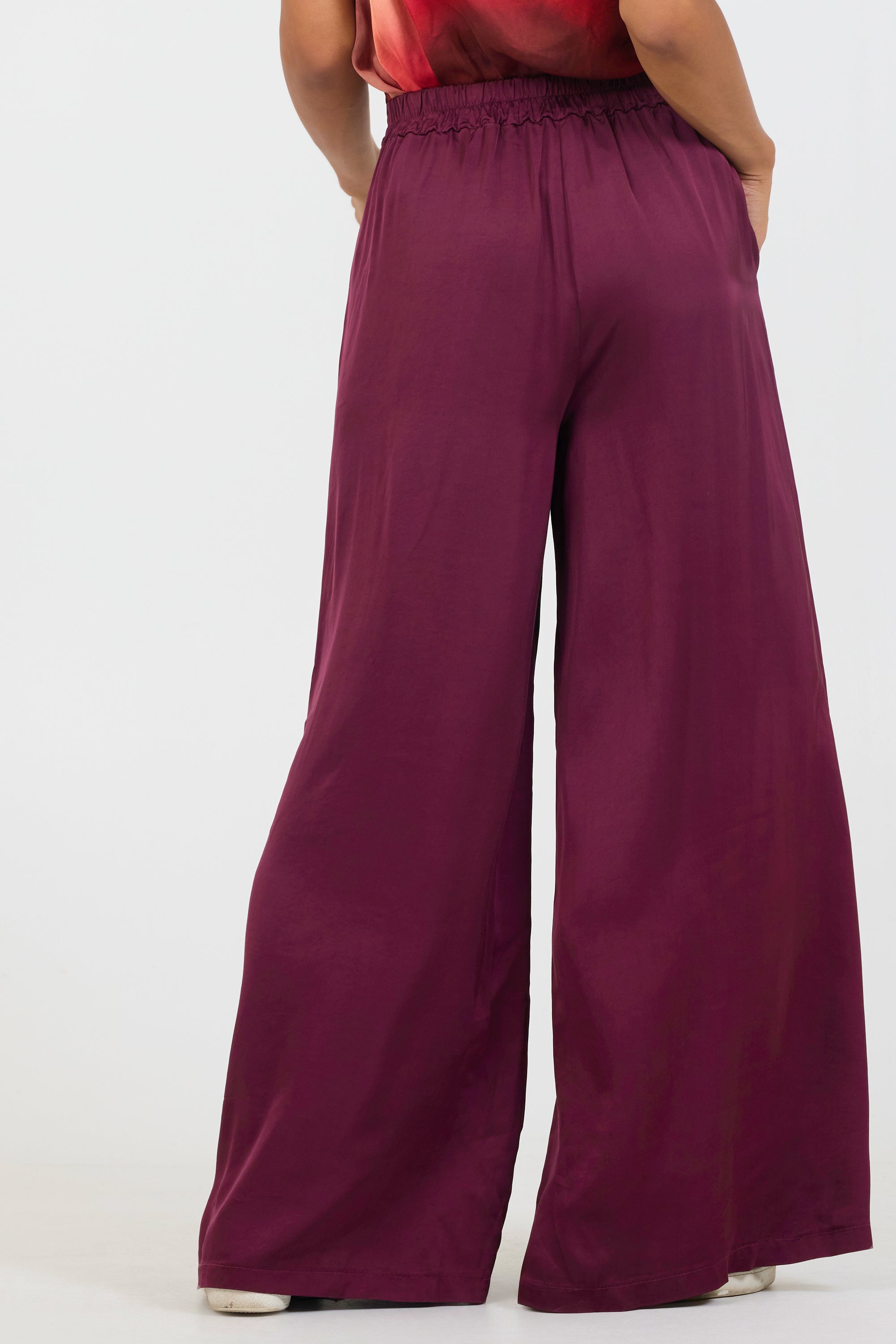 RADANA SATIN PLAIN WIDE PANTS