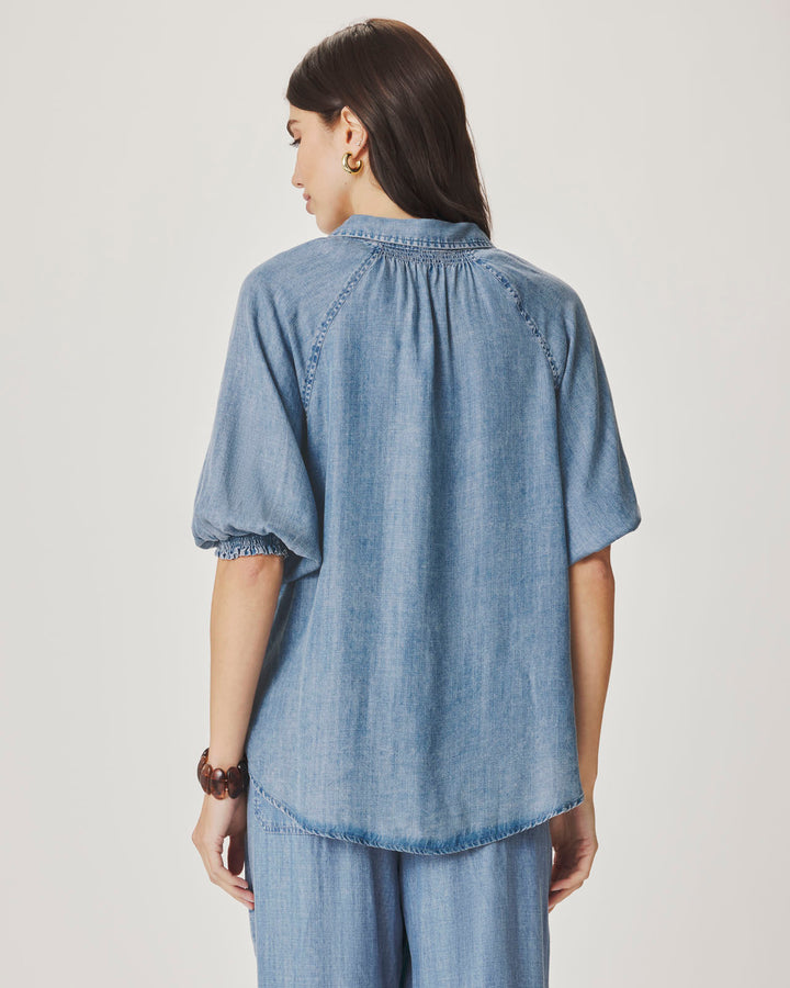 TALIA PUFF SLEEVE INDIGO TOP