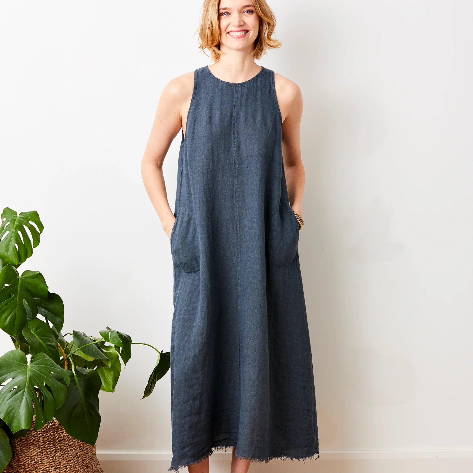 SEREN SLEEVELESS MAXI DRESS WITH RAW HEM