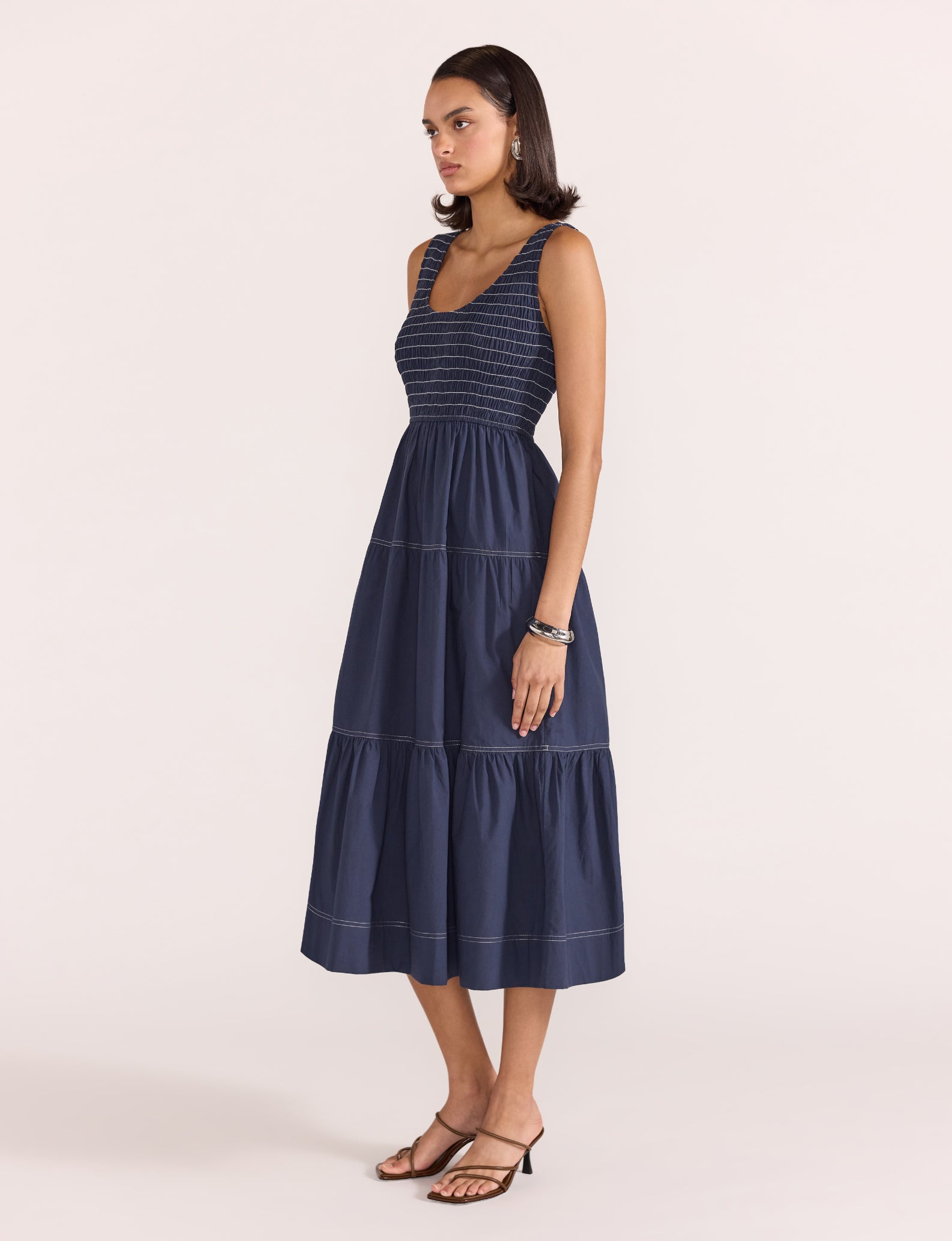 ASTA SHIRRED MIDI DRESS