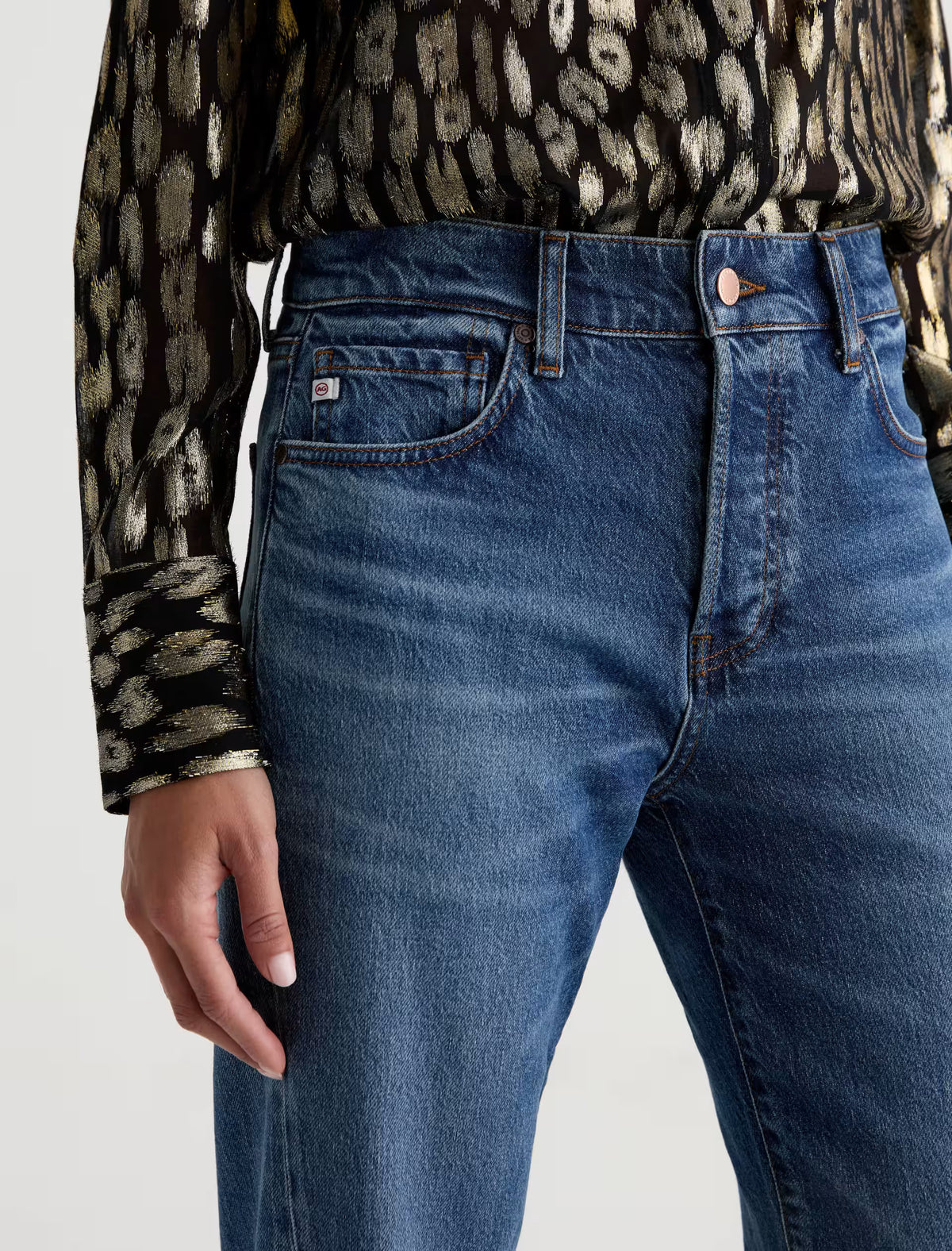 AG Sydney mid-rise straight leg jeans in medium blue denim wash