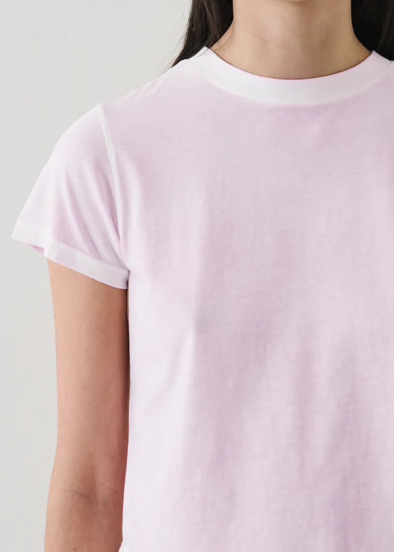 SS PIMA REV SPRAY BABY TEE PALE ORCHID