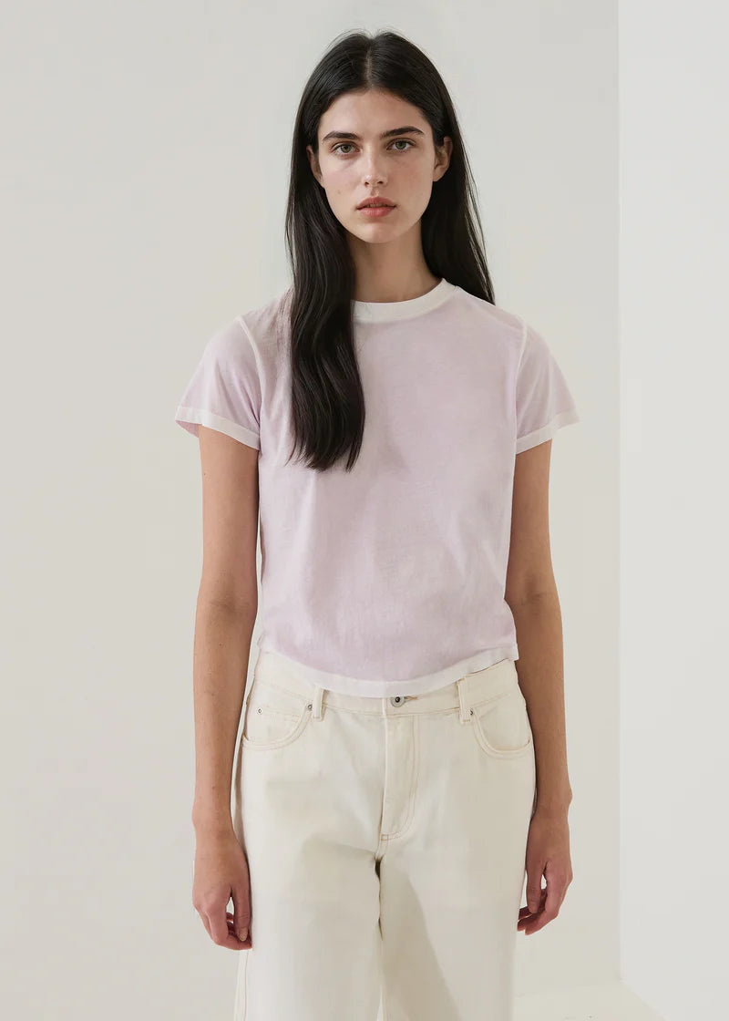 SS PIMA REV SPRAY BABY TEE PALE ORCHID