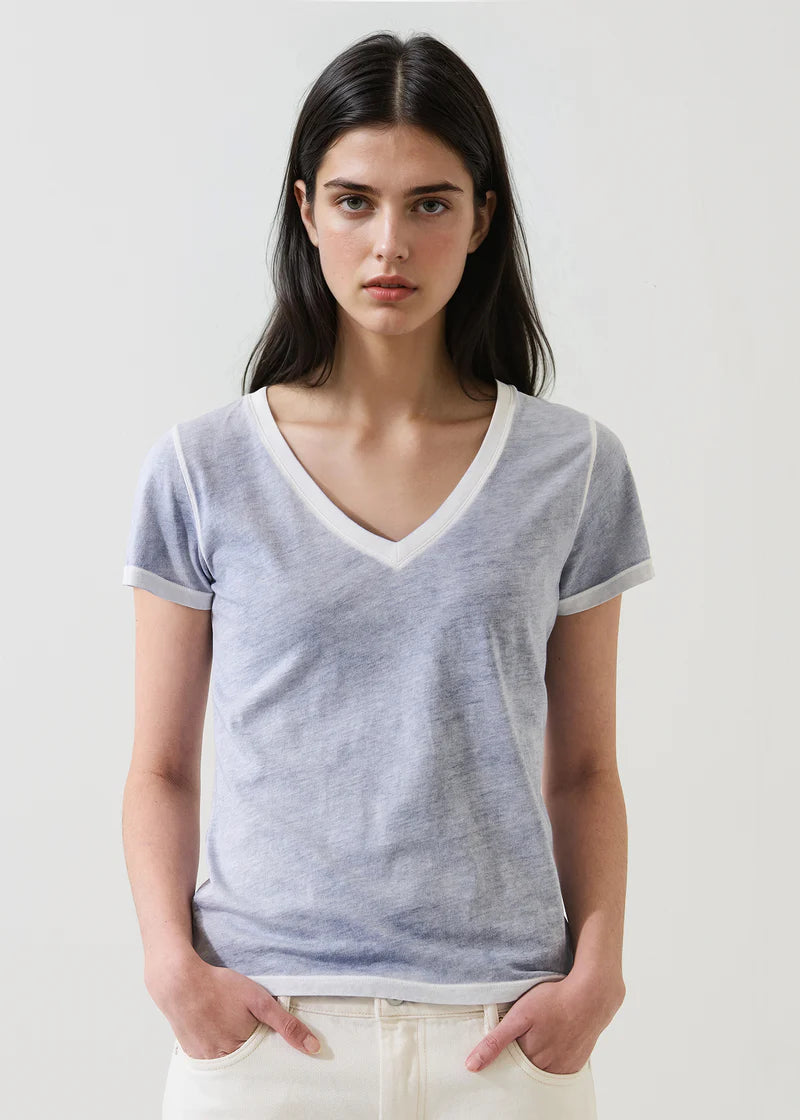 SS PIMA CLASSIC REV SPRAY VNECK PAC BLUE