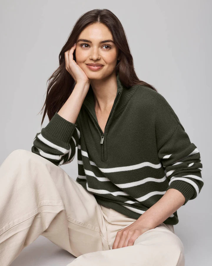 GEORGIE STRIPE ZIP SWEATER