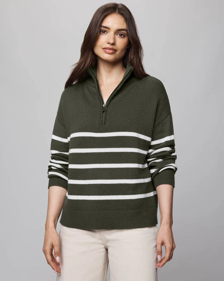 GEORGIE STRIPE ZIP SWEATER