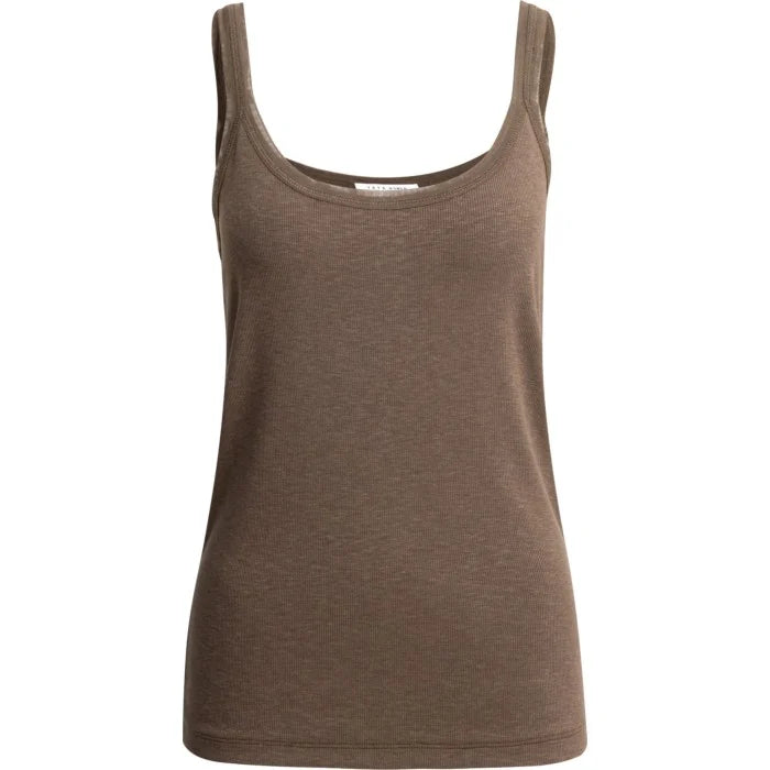 YAYA taupe ribbed sleeveless tank top with scoop neckline and wide straps