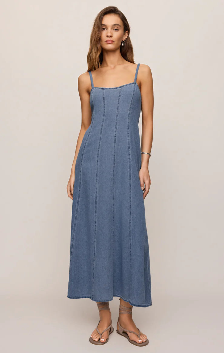 LEONORA INDIGO MIDI DRESS